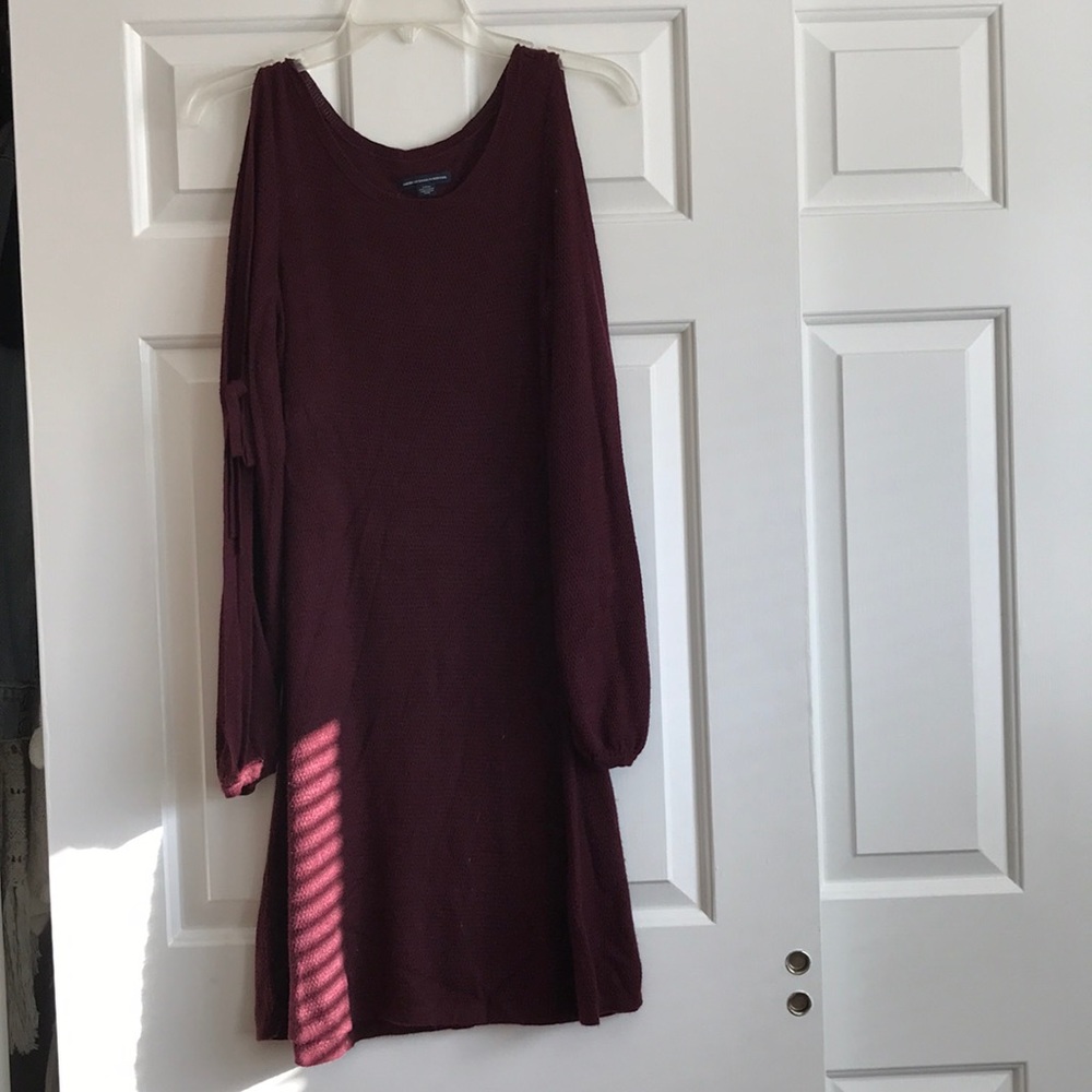 Sweater dress; burgundy color